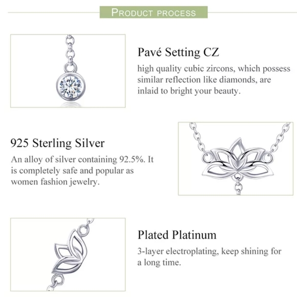 Solid 925 Lotus Beautiful Necklace - Picture 5 of 10